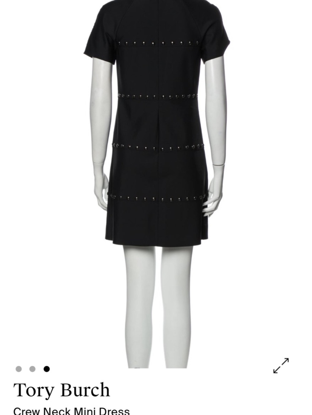 Tory Burch Black Short Sleeve Studded Shift Dress - Picture 7 of 7
